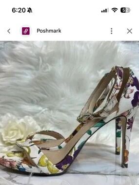 D brand Tropical Floral Ankle-Strap Heels - White Multi 7